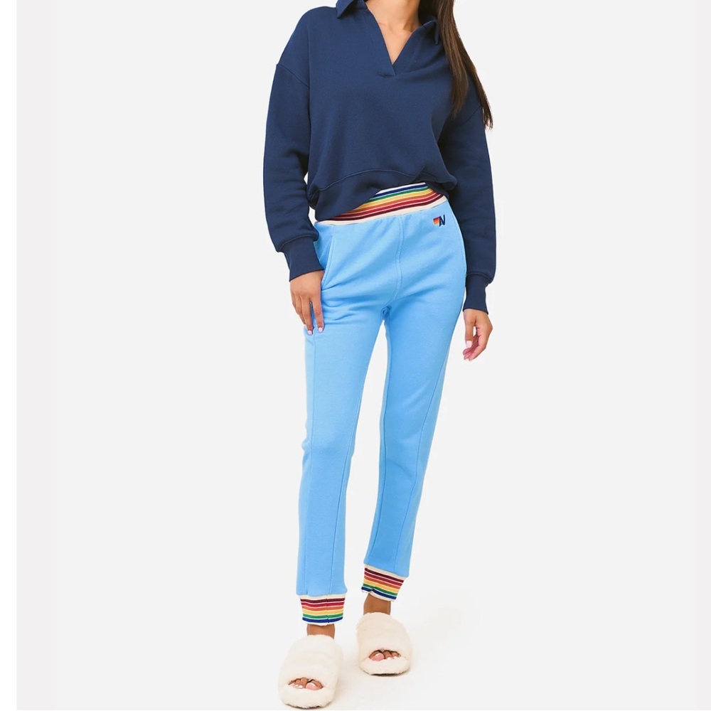 NEVER BEEN WORK Aviator Nation Rainbow pocketed sweatpants